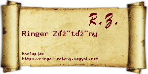 Ringer Zétény névjegykártya